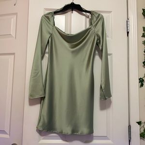silk green princess poly dress